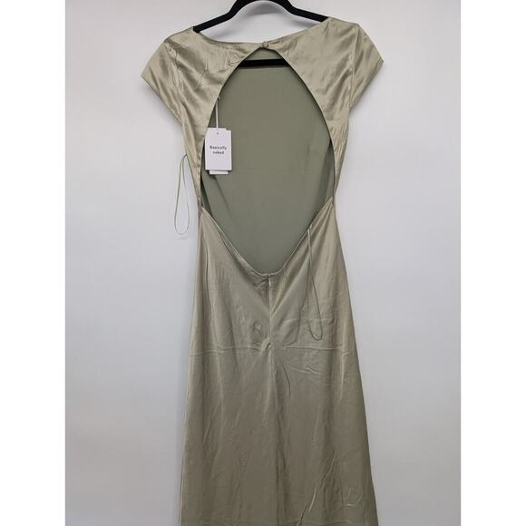 NWD Reformation Niamh Silk Dress Size 8 Dried Herbs Open Back #4B501 - Picture 6 of 16